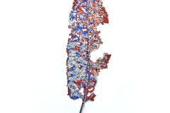 Blattscape No 147  | 2019 | 20 x 63 cm | Blatt, Acryl, Garn, Perlen